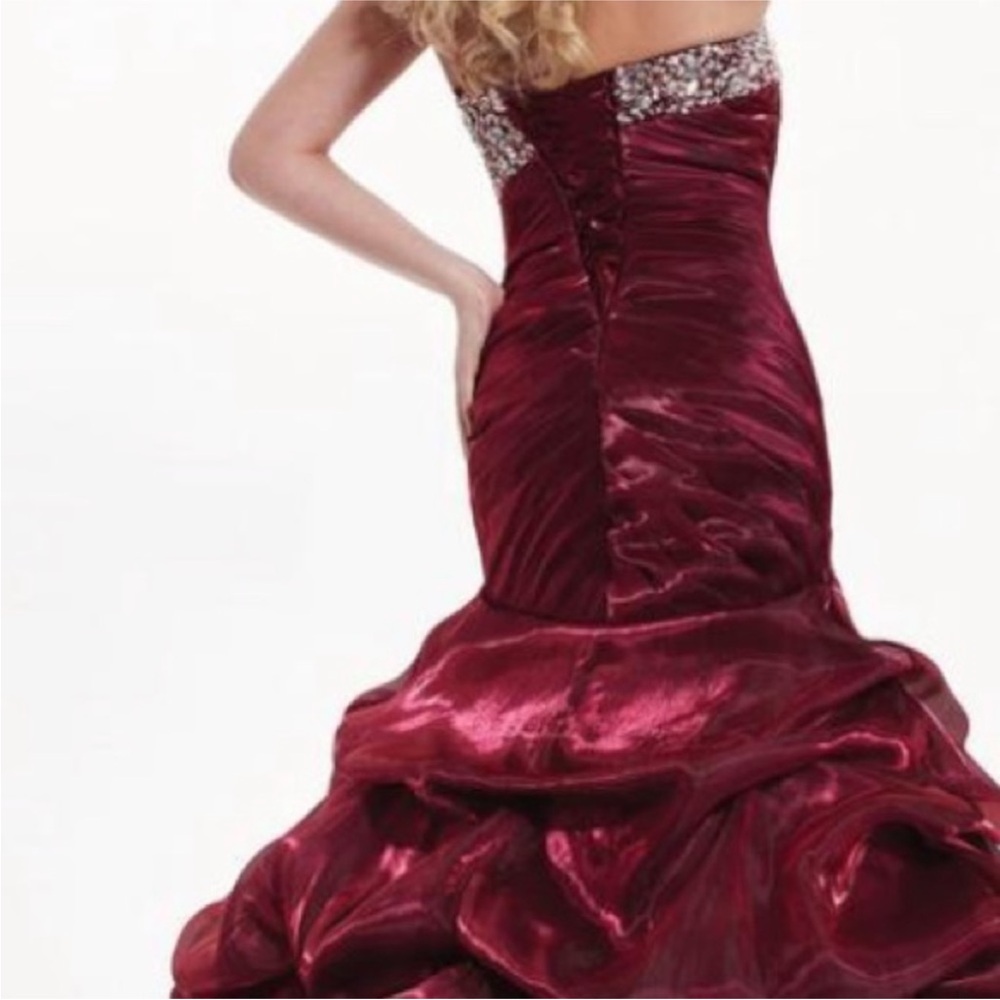 NEW TIFFANY DESIGNS SZ 4 CORAL SATIN ORGANZA BEADED CORSET FORMAL EVENING GOWN - Picture 15 of 15